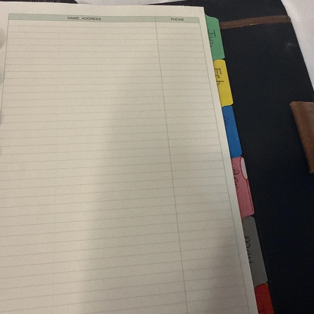 VTG 90's Day-Timer Camel Tan Leather Binder Planner Inserts Stickers Labels 9.5